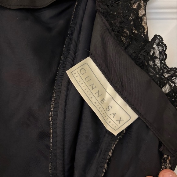 Vintage Gunne Sax Black Gold Dark Floral Lace Strapless Prom Dress Gown Goth - Picture 10 of 16